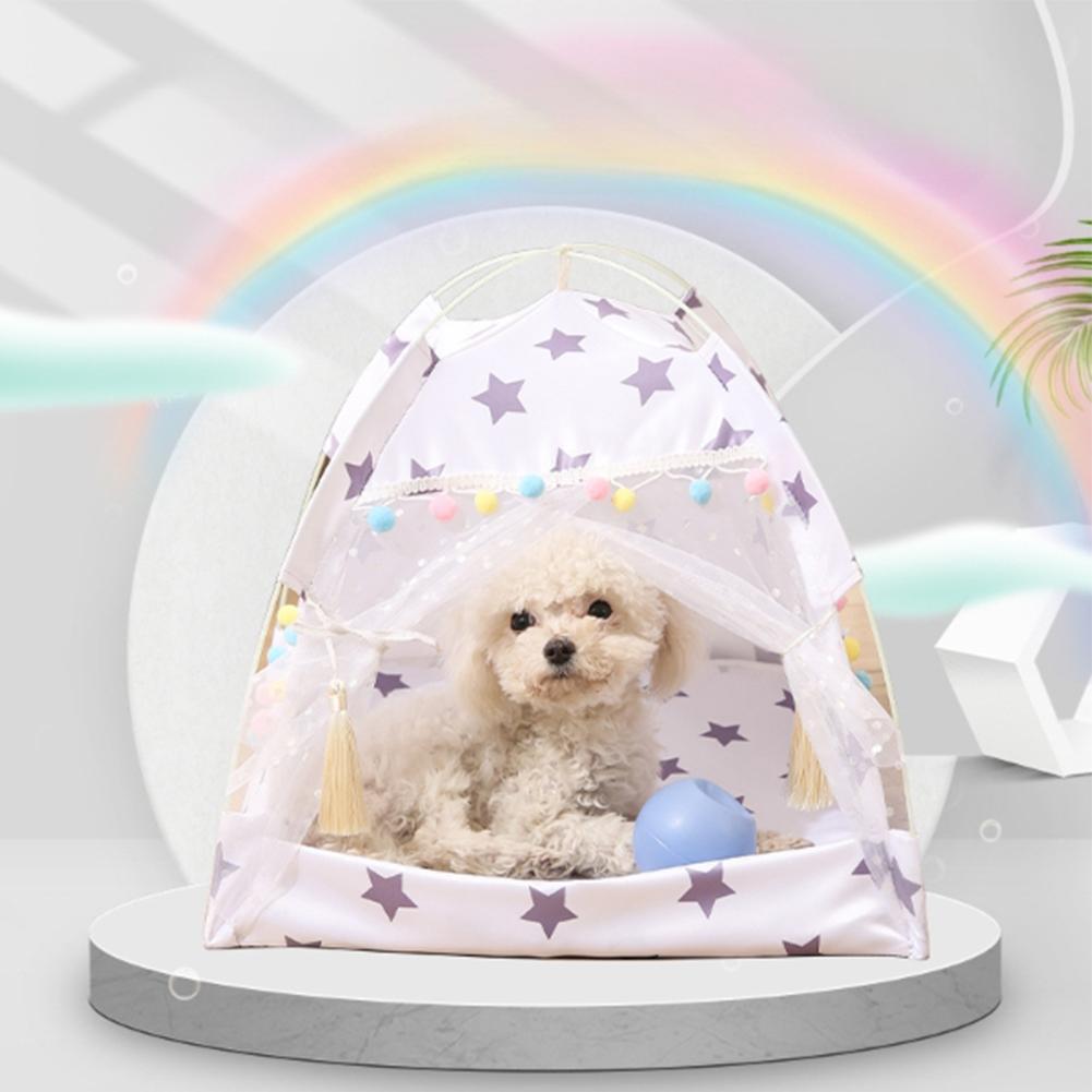 Pet Princess Style Tent With Breathable Windows Door Detachable Washable Kennel Shelter House For Dogs Cats
