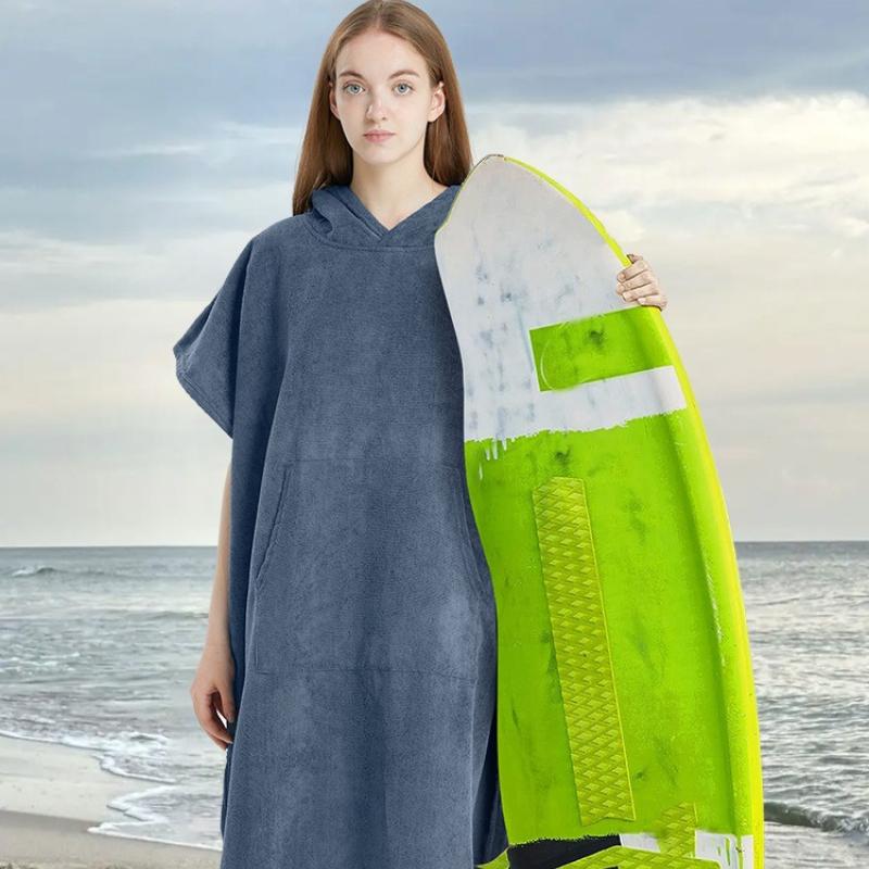 Microfiber Bath Towel Bathrobes Wearable Quick-Drying Outdoor Swimming Change Clothes Hooded Travel Portable Diving Surf Towel