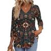 Women's T Shirt Print 3/4 Sleeve Fashion Basic V- Neck Regular Top