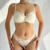 European and American Sexy Lace Jacquard Underwear Sexy Bra Women Have Steel Ring Upper Support To Gather Bra Set