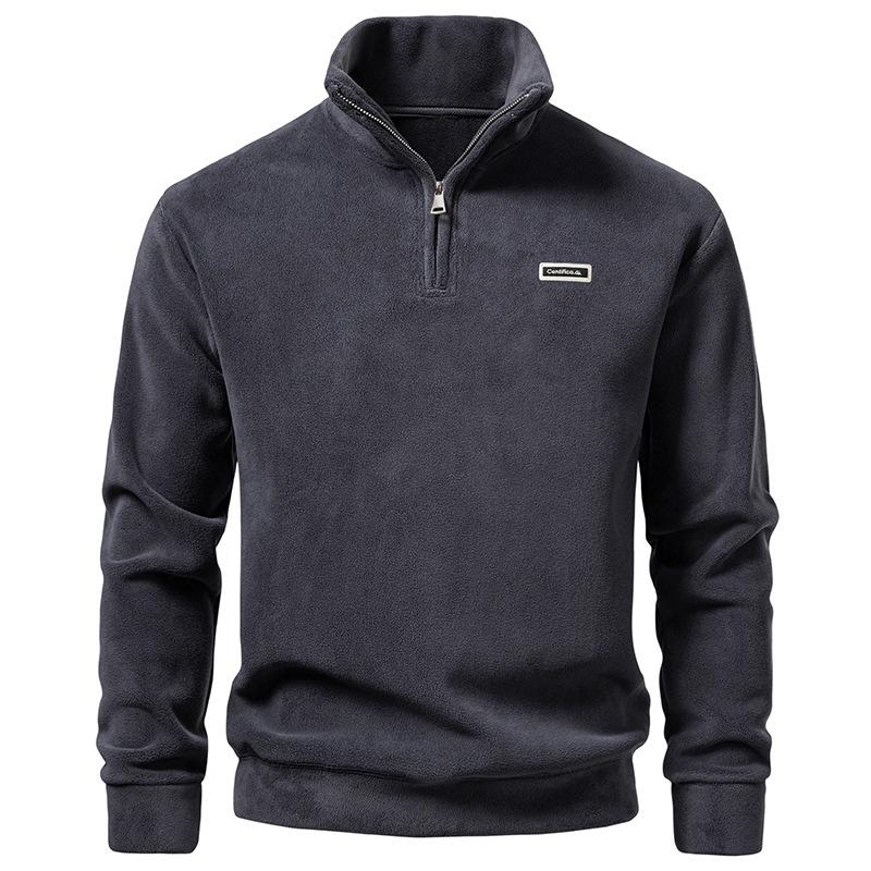 Men's Fleece Quarter Zip Sweatshirt Casual Stand Collar Long Sleeve Pullover For Daily Wear