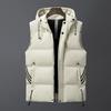 Men's Winter Washed Cotton Vest Large Size Slim Fit Hooded Vest Youth Three Stripes Versatile Sleeveless Jacket