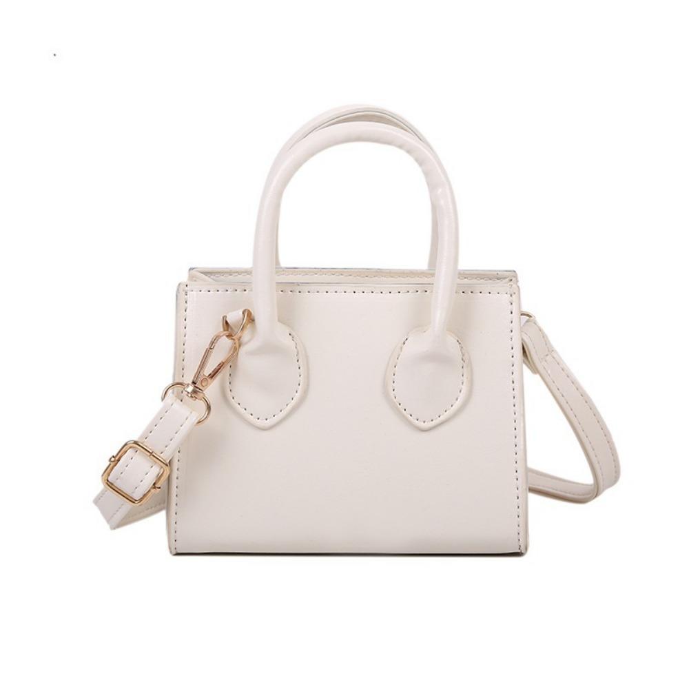 PU Leather Mini Handbag Solid Color Flap Shoulder Purse Korean Style Small Square Bag  Work Women