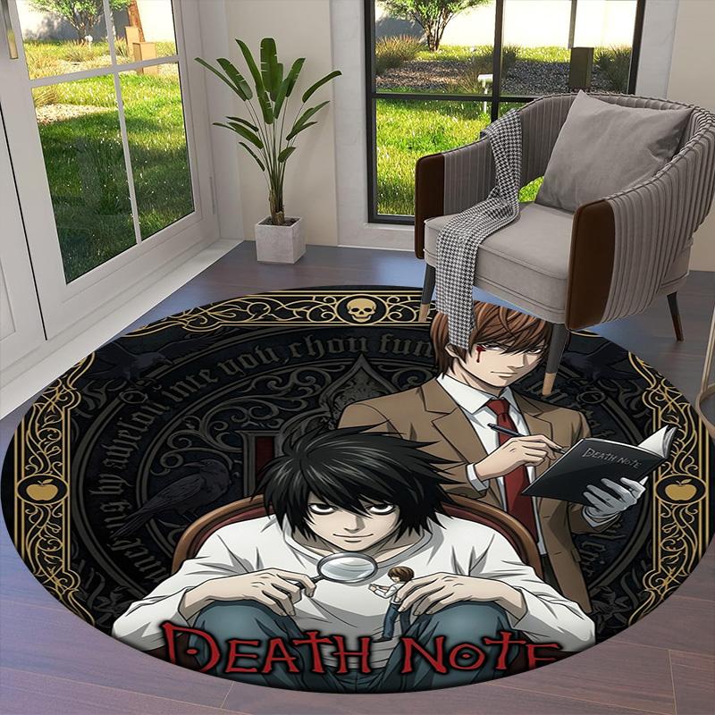 Death Note Round Area Rug Carpet Rug For Living Room Bedroom Sofa Playroom Decor Nonslip Floor Mat