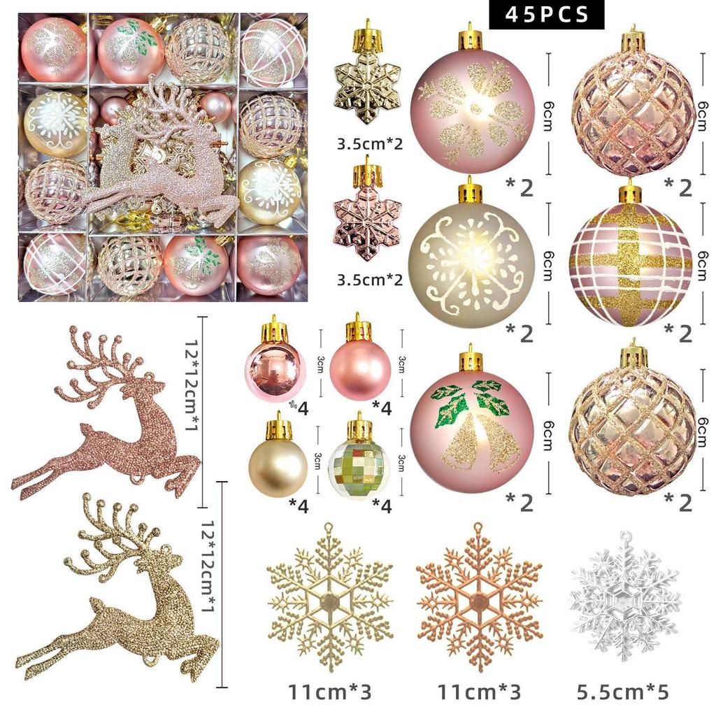 Electroplated Reindeer Plastic Hand-Painted Christmas Ball Set - Tree Ornaments