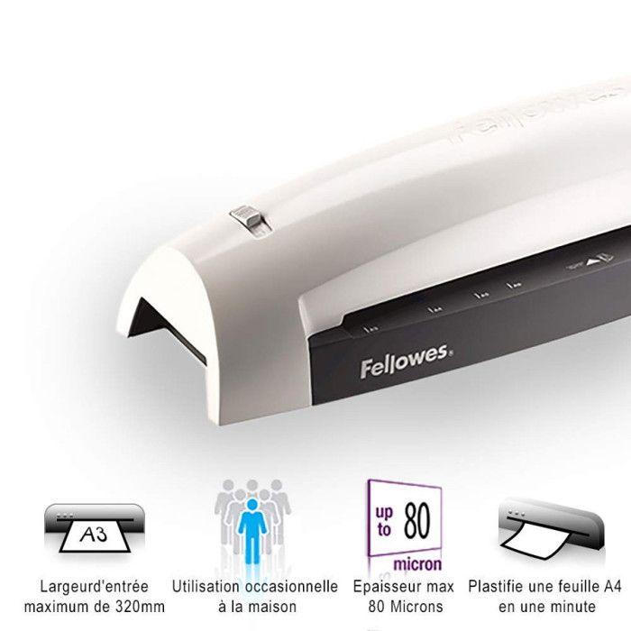 Plastifieuse A3 - FELLOWES - Lunar - 100% sans bourrage - 330 mm - 300 mm/min