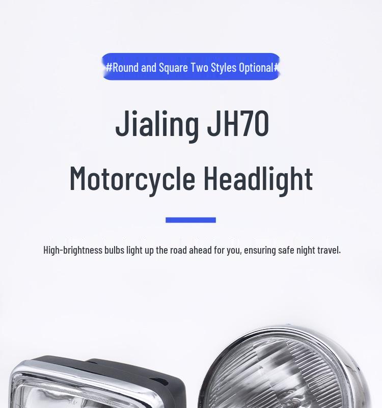 Yibai Ke Motorcycle Headlight: Round & Square Bulbs for Jialing JH70/4