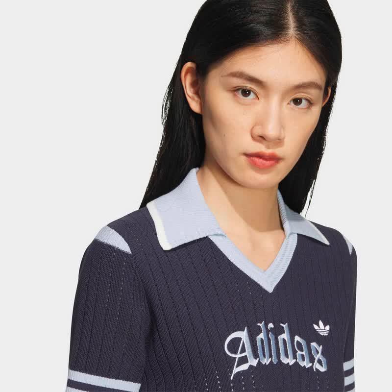 Adidas Women's Striped Knit Short Sleeve Tee