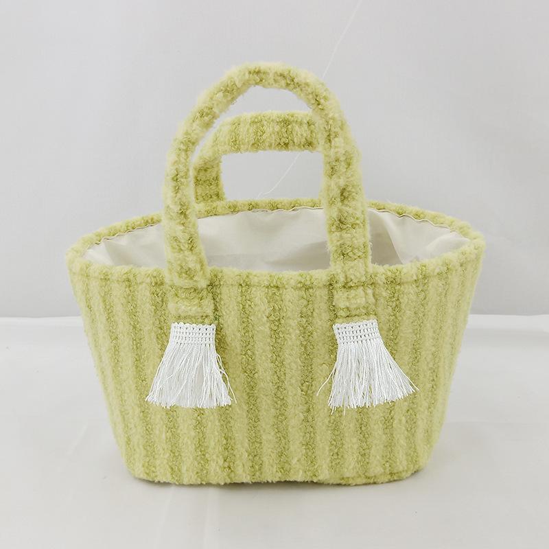 

Fashion Solid Color Handmade Woven Storage Basket Portable Handbag For Travel Outdoor Shooting Daily Home Storage Organizer зелёный