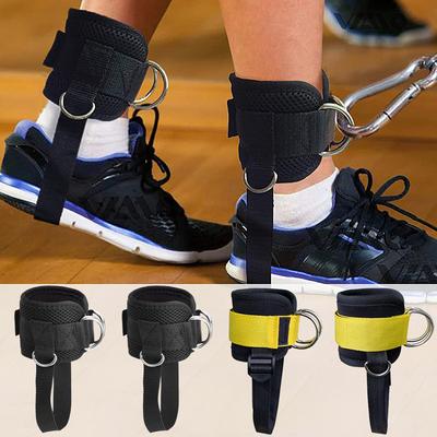 Lot de 2 sangles de cheville réglables pour fitness, 4 anneaux en D pour machines à câble, manchons de cheville confortables en néoprène, entraînement de renforcement des fesses