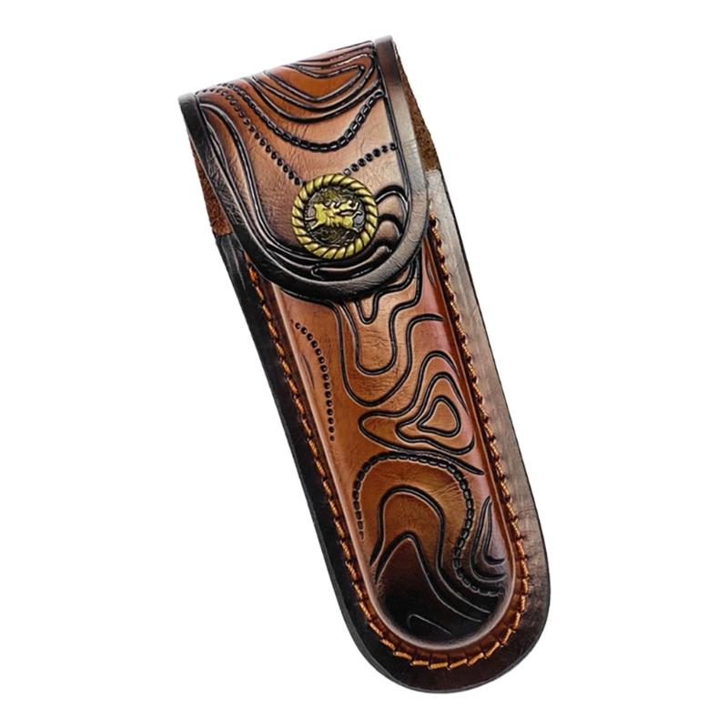 

Leather Blade Protector Secure Folding Cutter Cover With Belt Loop Easy to Carry Cutter Holsters For Hunting Camping Use S