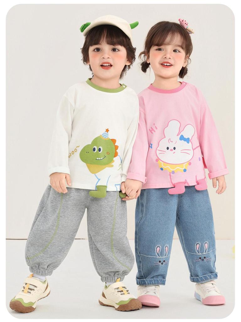 T-shirt a maniche lunghe Kaka Panda per bambini e bambine - Moda Primavera/Autunno