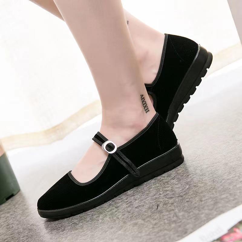 [Bevorzugt] Stoffschuhe Damen weiche Sohle atmungsaktiv und bequem lässige Stoffschuhe Damen Tanz Square Dance Schuhe Hotel Arbeitsschuhe