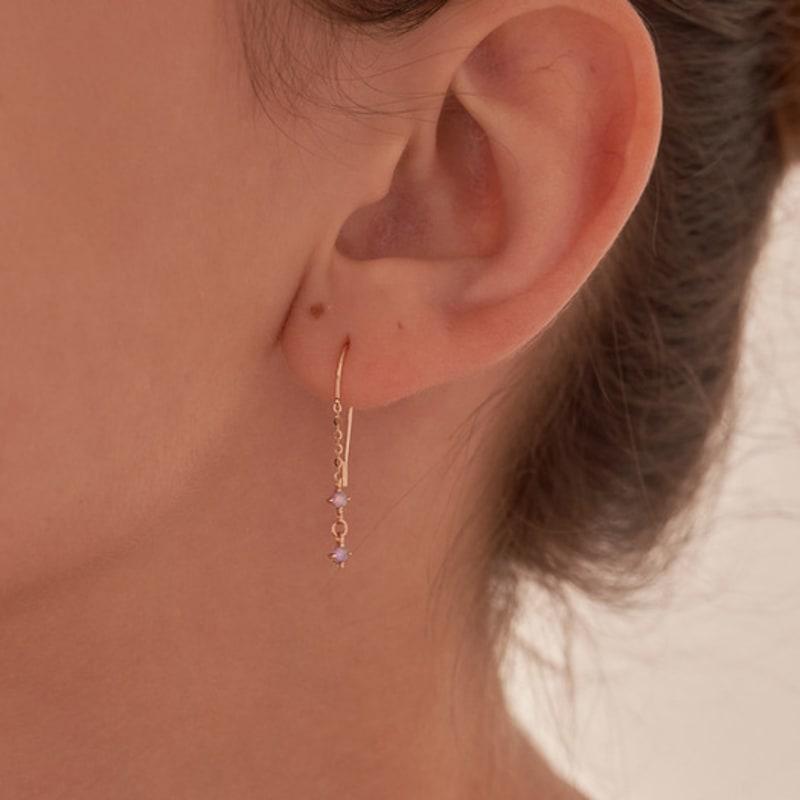 OR D`OR [14K] Glass Opal Drop Earrings