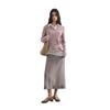 GREEN BELT Women's Loose Fit Striped Embroidered Polo T-Shirt