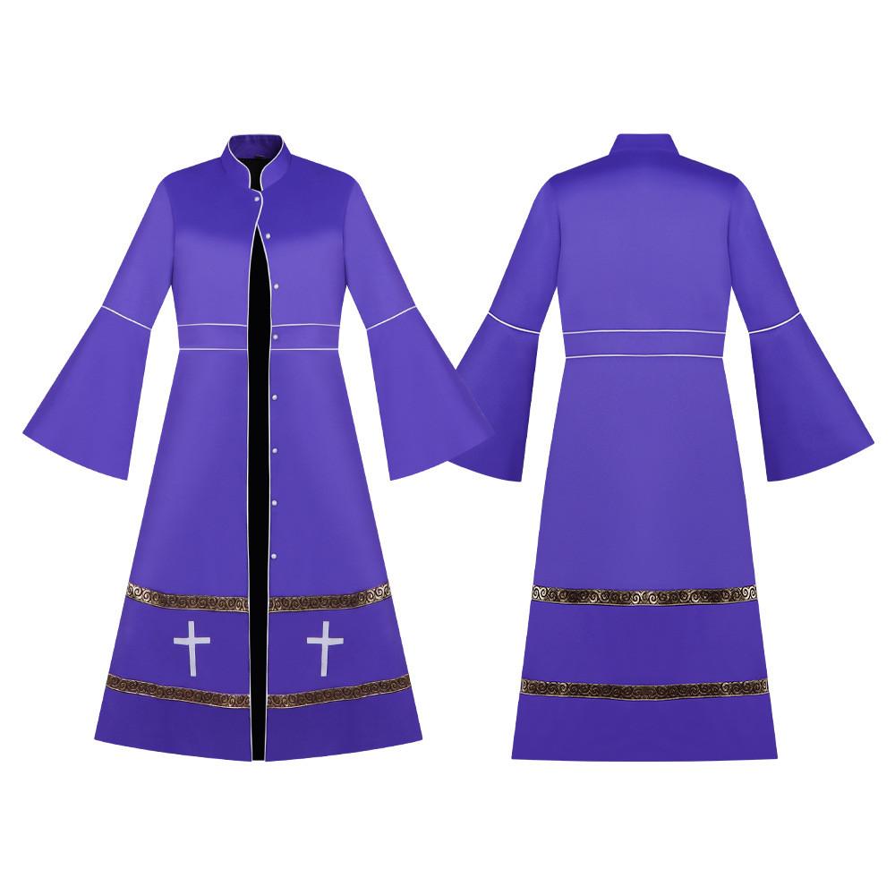 Robe Sacerdotale Medievale per Donne in Tessuto di Poliestere per Cosplay e Giochi di Ruolo Fantasy