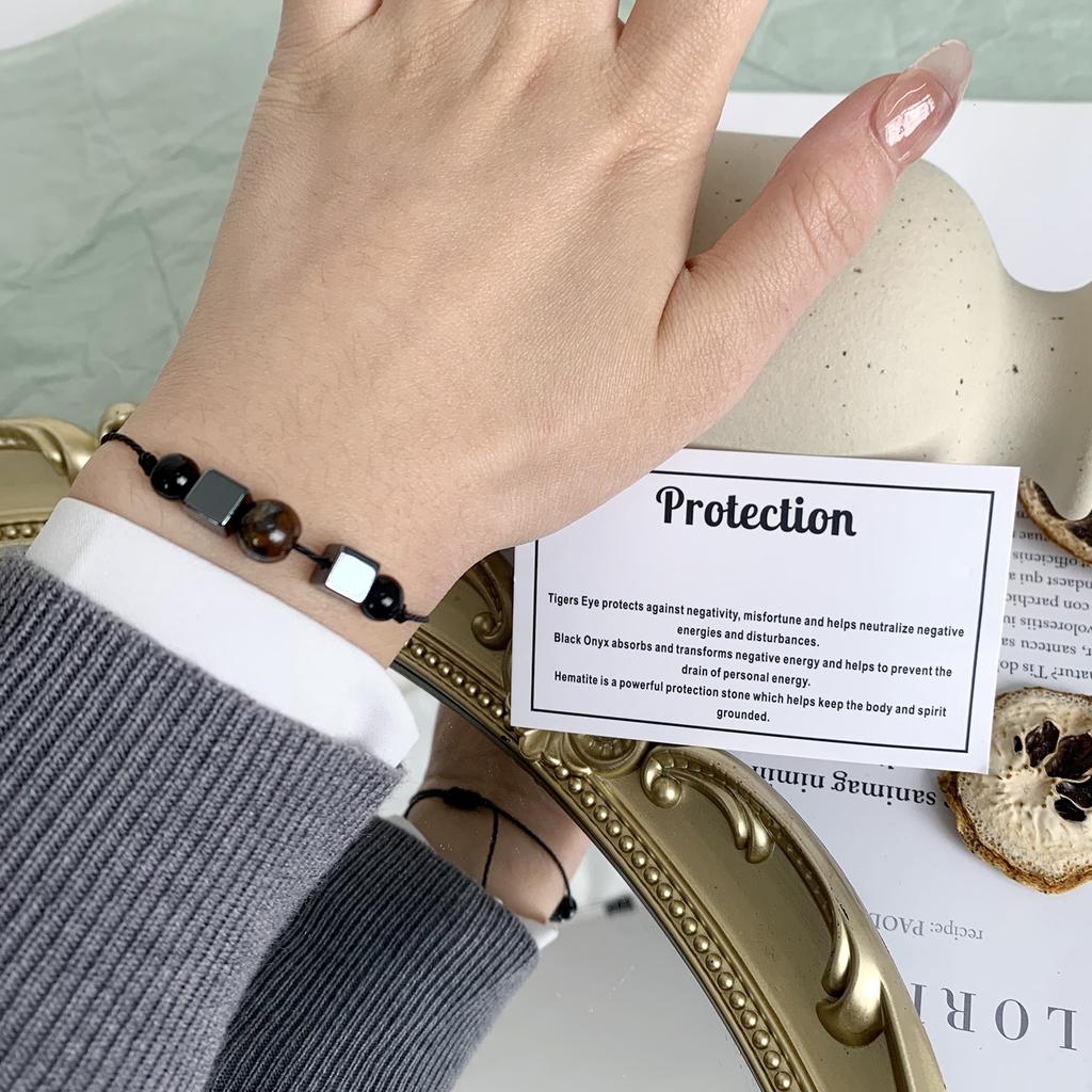 Naturstein Bunte Perlen Minimalistisches Armband Klassisch Herren Damen Buddha Schwarzes Lavastein Tigerauge Armband Yoga Meditation Schmuck