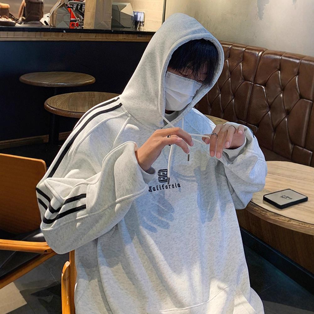 Striped Sweater Hooded American Retro Autumn and Winter Boy Coat New Style M