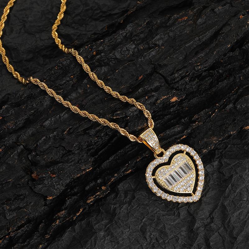 Fashion Gold Plated Heart CZ Pendant Necklace for Women Dainty Cubic Zirconia Chain Necklace Jewelry