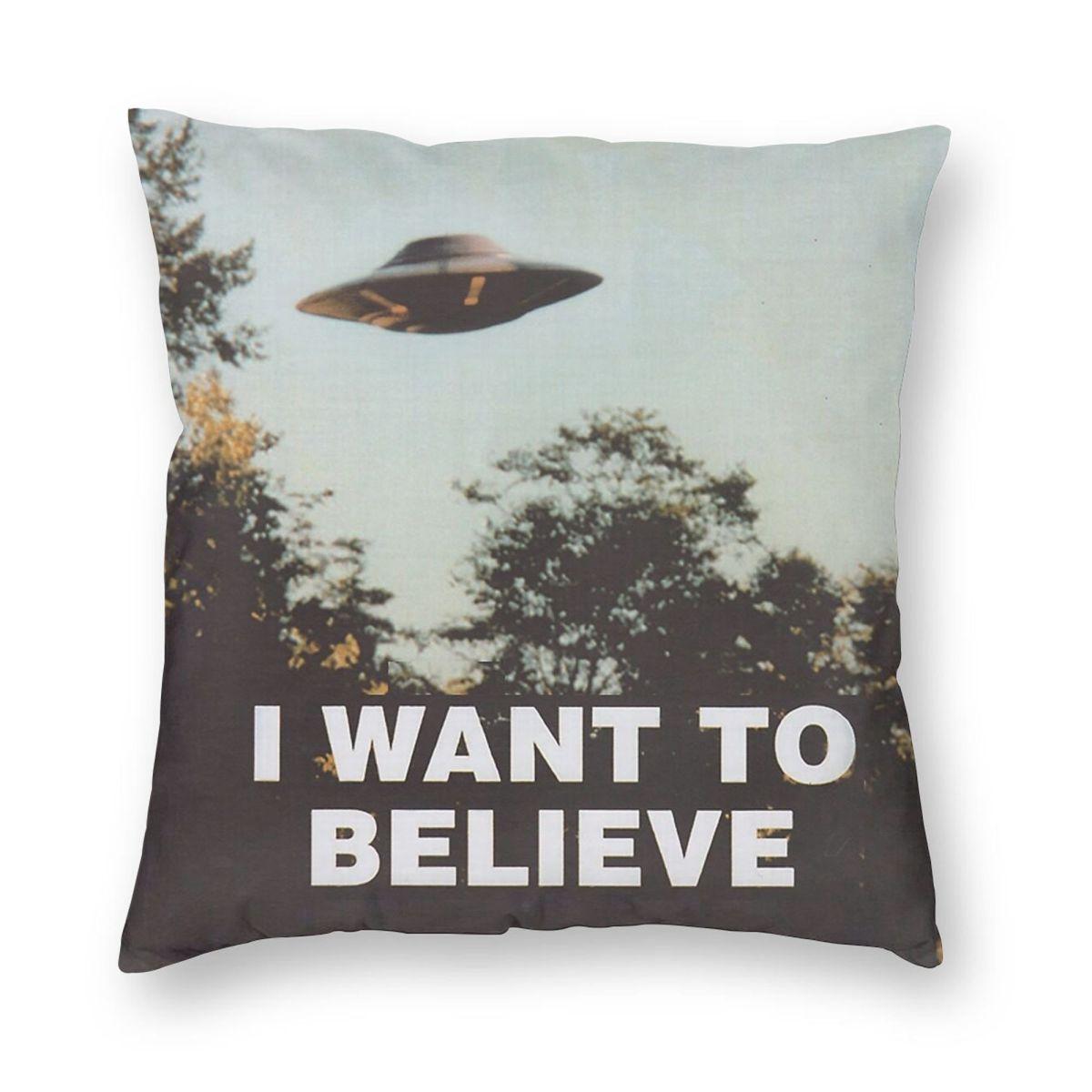 The XFiles I Want To Believe Pillowcase Polyester Linen Velvet Pattern Zip Decorative Throw Pillow Case Home Cushion Cover 40x40cm