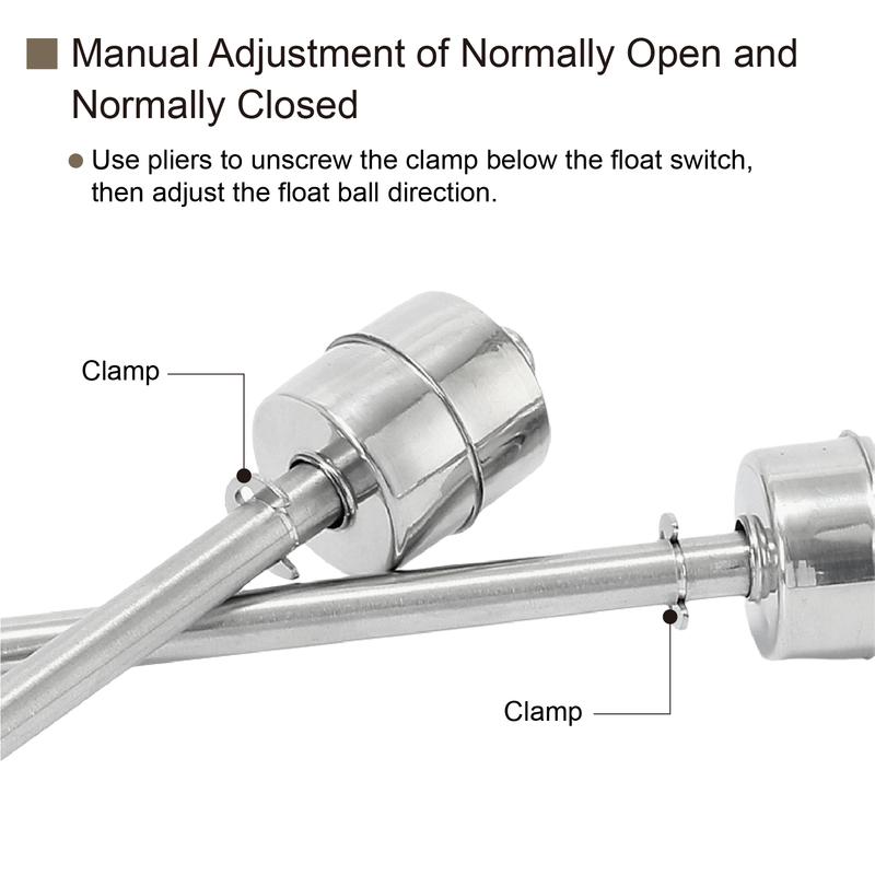 304 Stainless Steel Dual Float Switch Liquid Level Controller, Water Level Sensor for Tank, High Low Liquid Level Switch