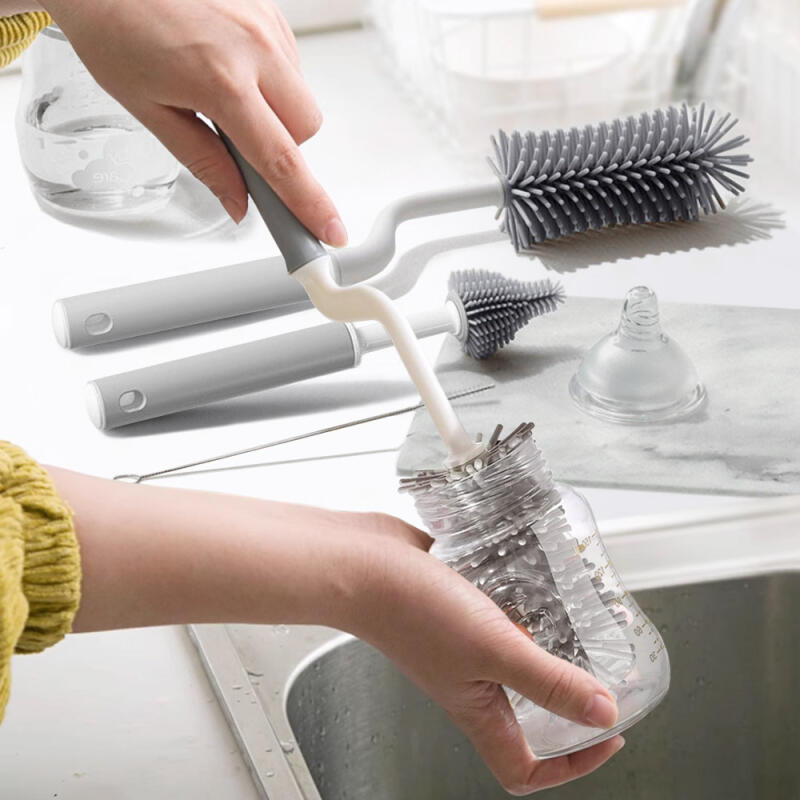 Premium Silicone Bottle Cleaning Brush 3-piece Set