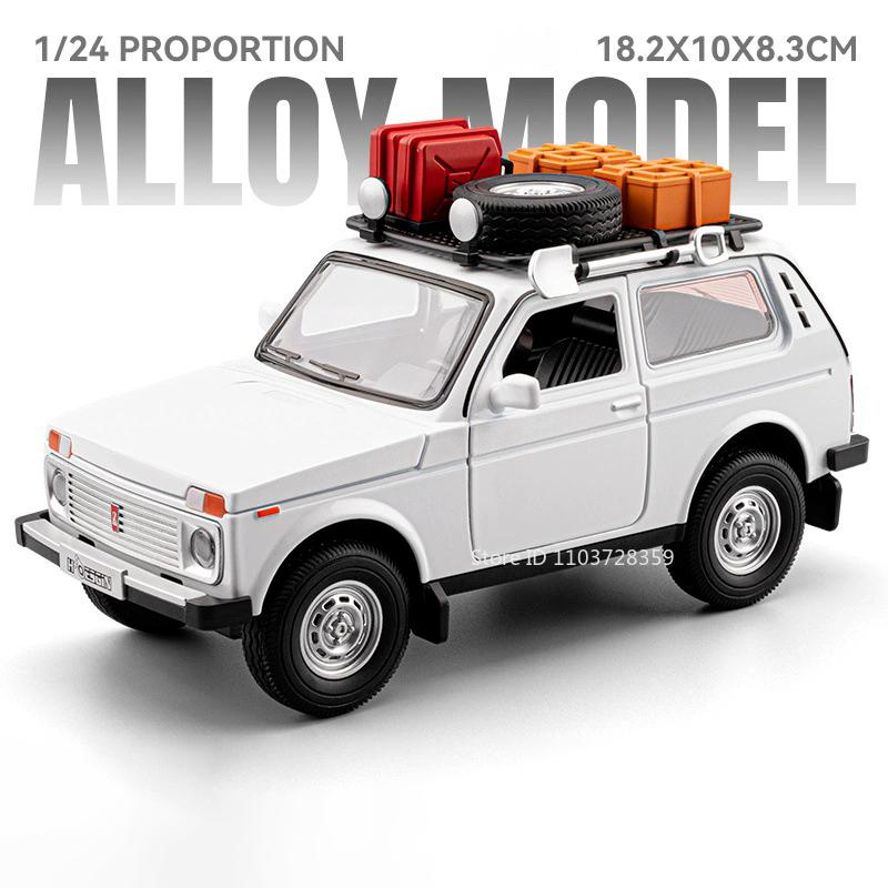 1:24 Lada NIVA 300SL Model Toy Vintage Cars Alloy Diecast Shock Absorption Sound Light Doors Opened Miniature Vehicles for Kids