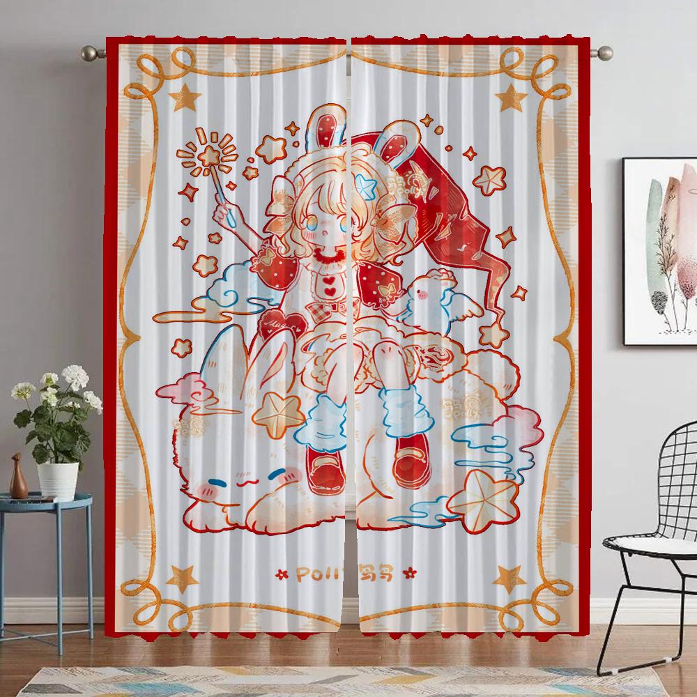 God Jul Myggnät för Vardagsrum Heminredningsgardiner 2 Delar Mörkläggningsgardiner Rullgardiner Tyg för Sovrum