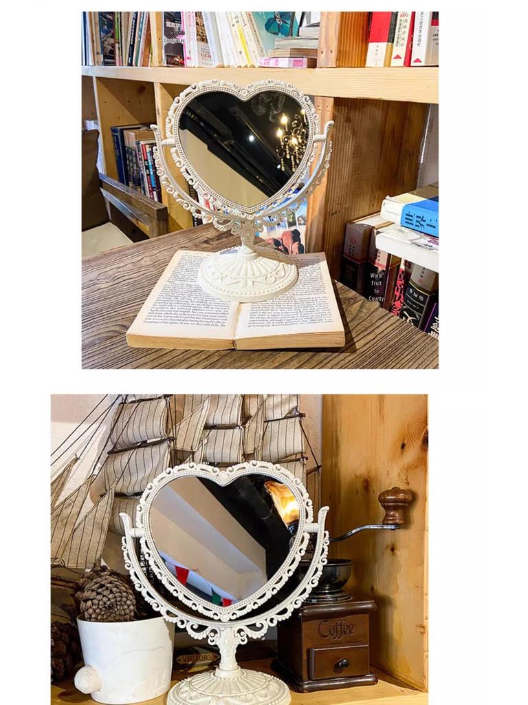European Retro Double-Sided Princess Makeup Mirror for Bedroom or Dorm