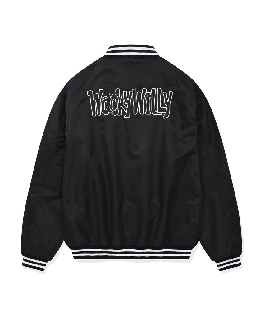 Wacky Willy Nylon Varsity Jacket Black