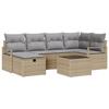 Ensemble de 7 pièces de canapé de jardin avec coussins beige poly rotin, Canapé de jardin 2 places avec rangement 3360521