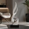 Minimalist Decorative Statue for Entryway Abstract Sculpture with Clear Crystal Ball, Modern Flowing Curve Tabletop Decor Wealth Accumulation