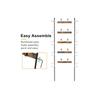 Rustic Brown 5-Tier Blanket Ladder with 10 Hooks - Wall-Leaning Storage for Living Room, Bedroom & Bathroom