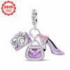 S925 Silver Princess Skirt Pumpkin Carriage Rose pendant bead Fit Bracelet DIY Jewelry Making For Women Gift