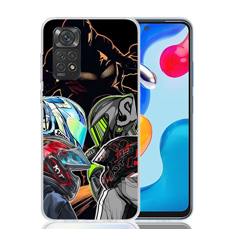 Motorcycle Rider Helmet Phone Case For Xiaomi Redmi Note 13 14 15 Pro Plus 12S 12 14S 11S 11E 10 10S 11 11T 5G 4G Cover Coque Re