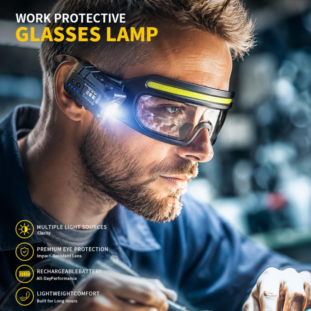 LED Safety Goggles Smart Motion Sensor Work Light Dual Light Source Type-C Rechargeable Protective Glasses Headlamp 5