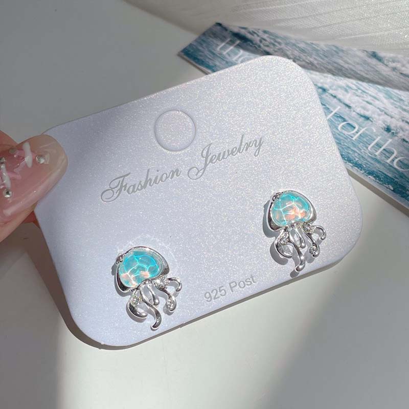 

Exquisite Blue Crystal Star Bowknot Moon Stud Earrings For Women Fashion Sweet Shell Starfish Earrings Aesthetic Jewelry