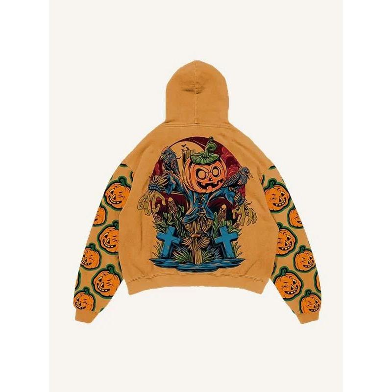 Gorąca Wyprzedaż Halloween Dynia Czaszka Nadruk Bluza Męska Moda Markowa Bluza z Kapturem