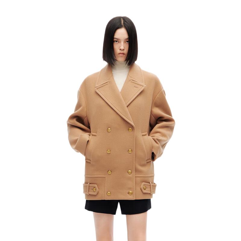 

MO&Co. Women s Gold Button Wool Blend Tweed Coat S (160)