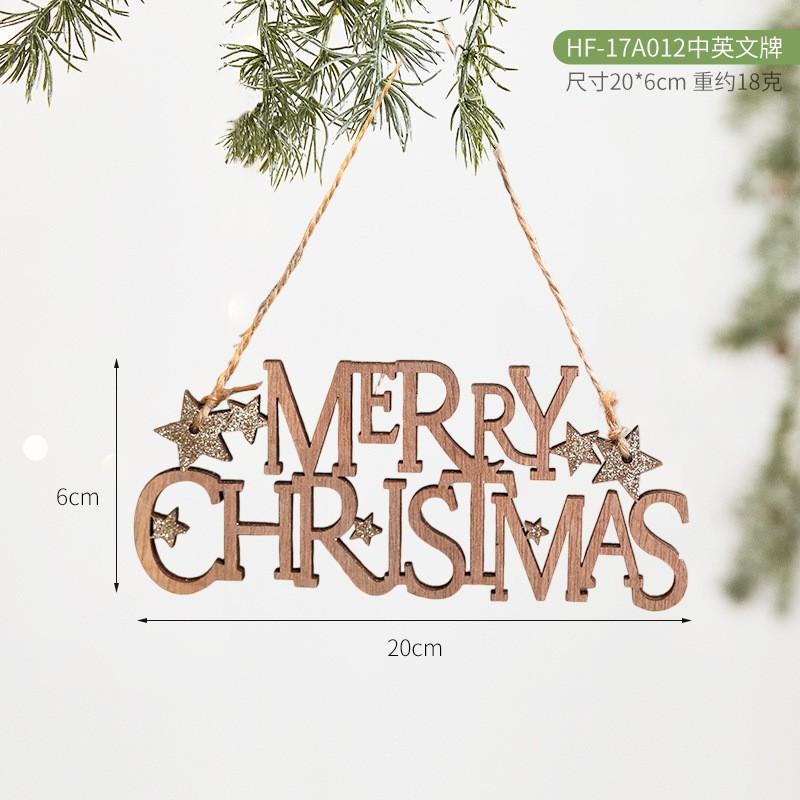 Wooden Christmas Decorations Set With English Letter Signs Tree Ornaments Snowman Reindeer Figurines Hotel Mall Window