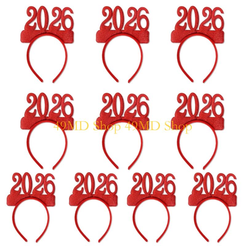 49MD 2026 New Year Hairband Photo Props Fun Hair Hoop Crowns for New Year Party