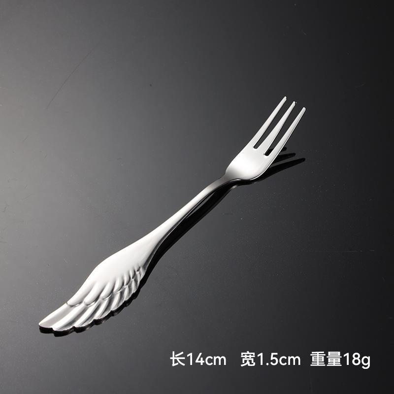 

Нержавеющая сталь 304 креативная фруктовая вилка и ложка в форме крыльев ангела с титановым покрытием подарочная посуда крылья кофейная ложка