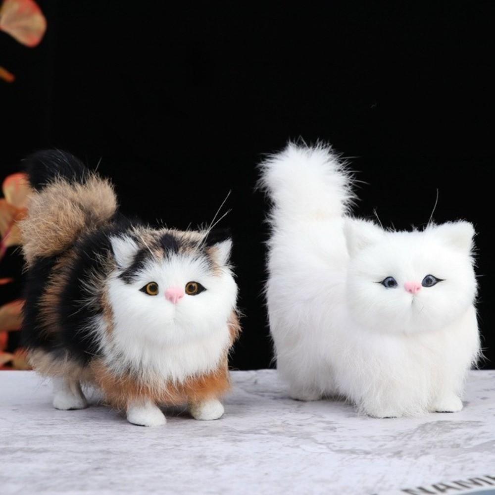 Fluffy Soft Kitten Plush Doll Toy Artificial Simulated Cat Realistic Mini Cat Plush Toy  Home Decor