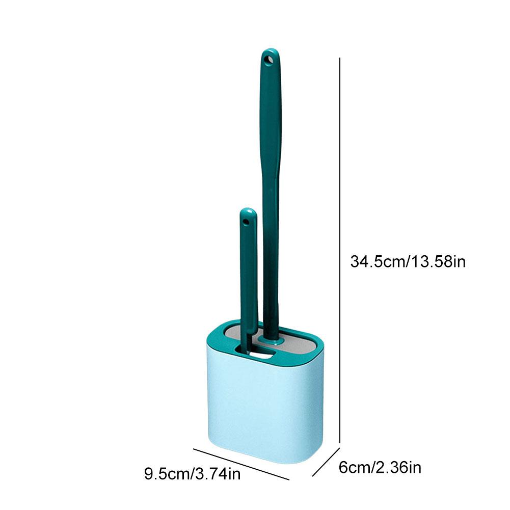 2 In 1 Toilet Brush&Holder Set 2 Brushes Small Bristles Brush Wall-Mounted Silicone Toilet Brush Flexible Bathroom Accessories