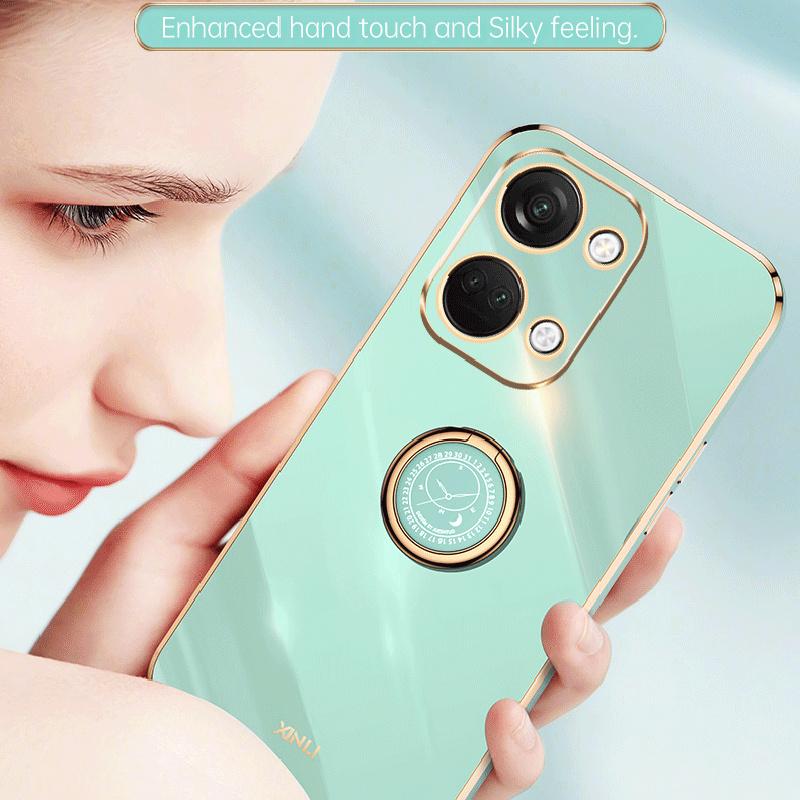 XINLI For OnePlus Nord 3 5G/Ace 2V Ring Holder Kickstand TPU Case Electroplating Phone Cover