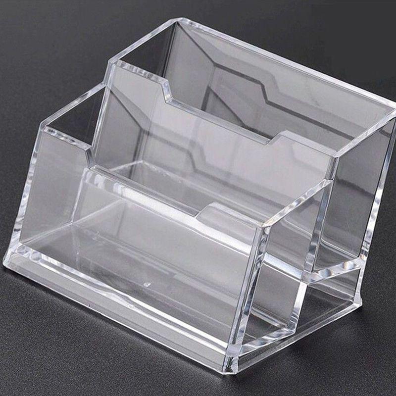 Transparent Acrylic Business Card Holder - Single Compartment Display Box for Office Cards