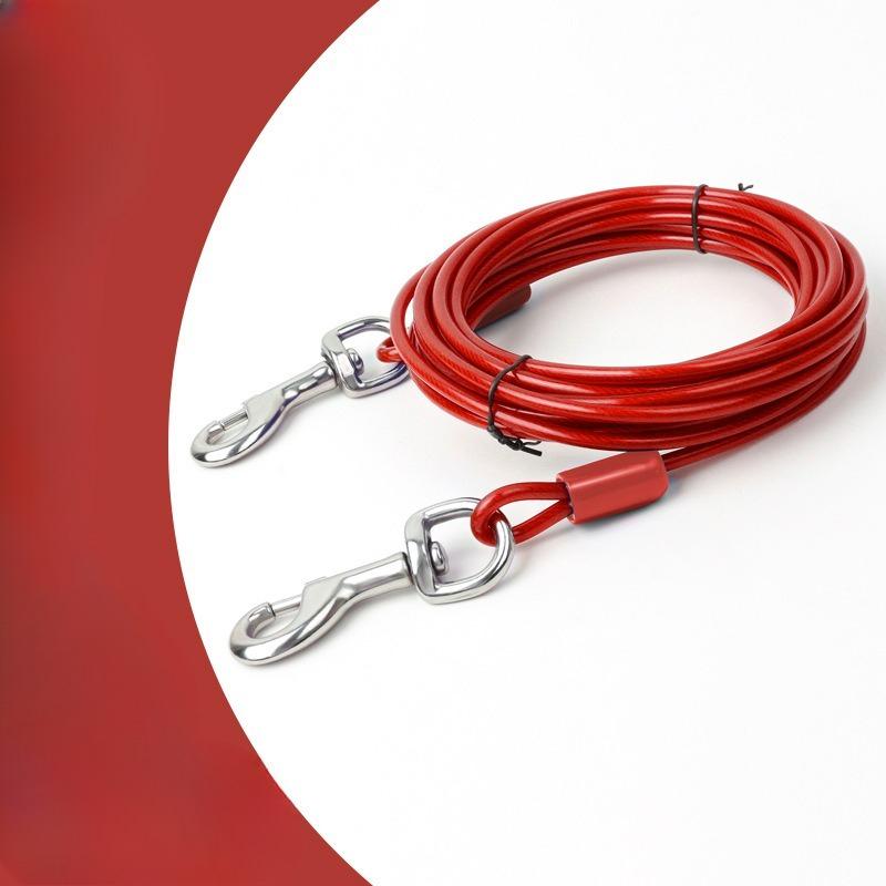 Double-hook Steel Wire Rope Anti-biting Bolt Dog Leash, Pet Traction Outdoor One Drag Two Anti-biting Dog Chain