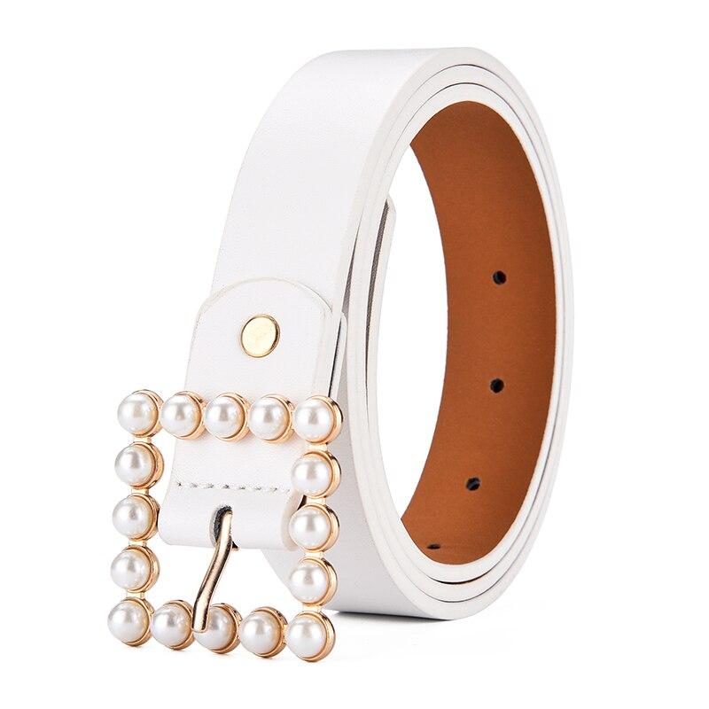 New Women's Belt Fashion Pearl Buckle Belt Trend Versatile Jeans Belt PU Leather Belt Street Trend Y2K Belt Gift for Girlfriend