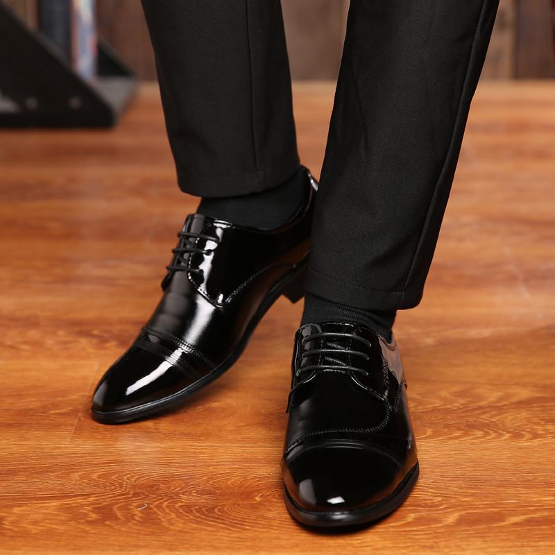 Formal Office PU Leather Black Shine Business Casual Shoes JZ-2385