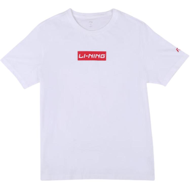 Li Ning Sports Fashion Series Letter Logo Printed Round Neck Short Sleeve T-Shirt Men T-Shirts White YHST173-2